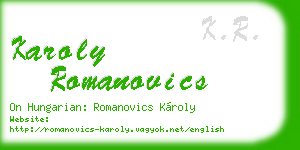 karoly romanovics business card